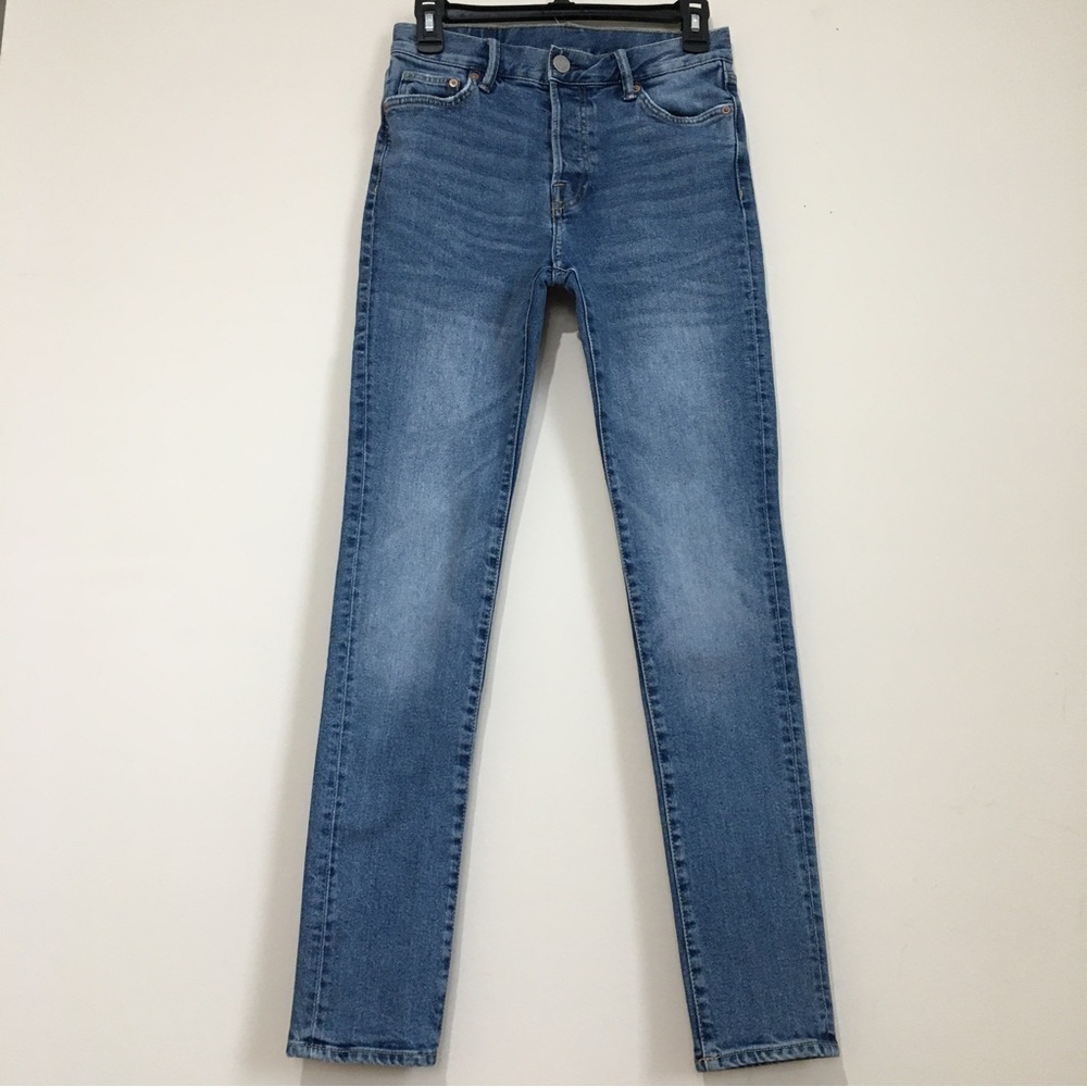 H&M Tapered Coupe Fuselee Button Fly Blue Denim Skinny Jeans